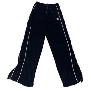 BILLIONAIRE BOYS CLUB Mens Black Velour Velvet Snap Button Track Pants Small